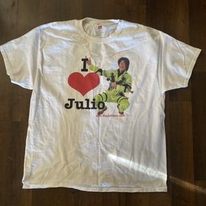 Vintage‎ Funny I Love Julio The Duttons Band Shirt Mens XL White 90s Retro Hanes